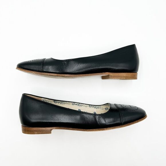 Gucci Hills GG Ballet Flat Black Cap Toe Double G Logo Leather 38, 8 - Picture 6 of 13